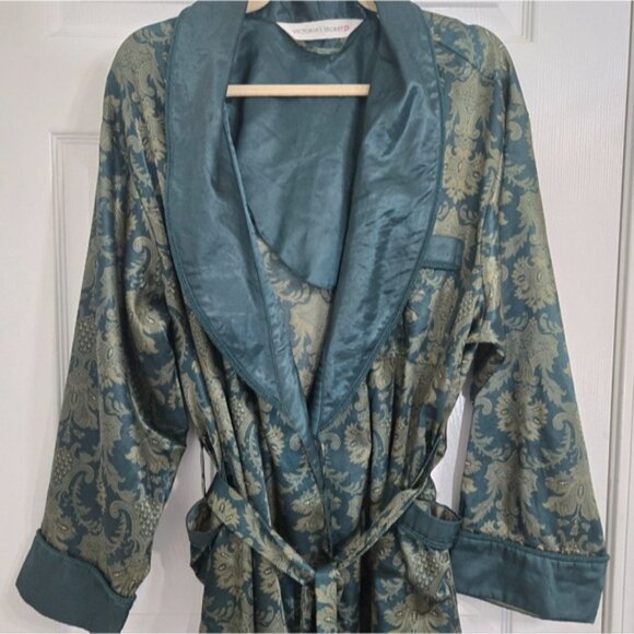 Victoria's Secret Y2K Vintage Emerald Green/Gold Long Robe Luxurious, size M/L - Picture 2 of 9